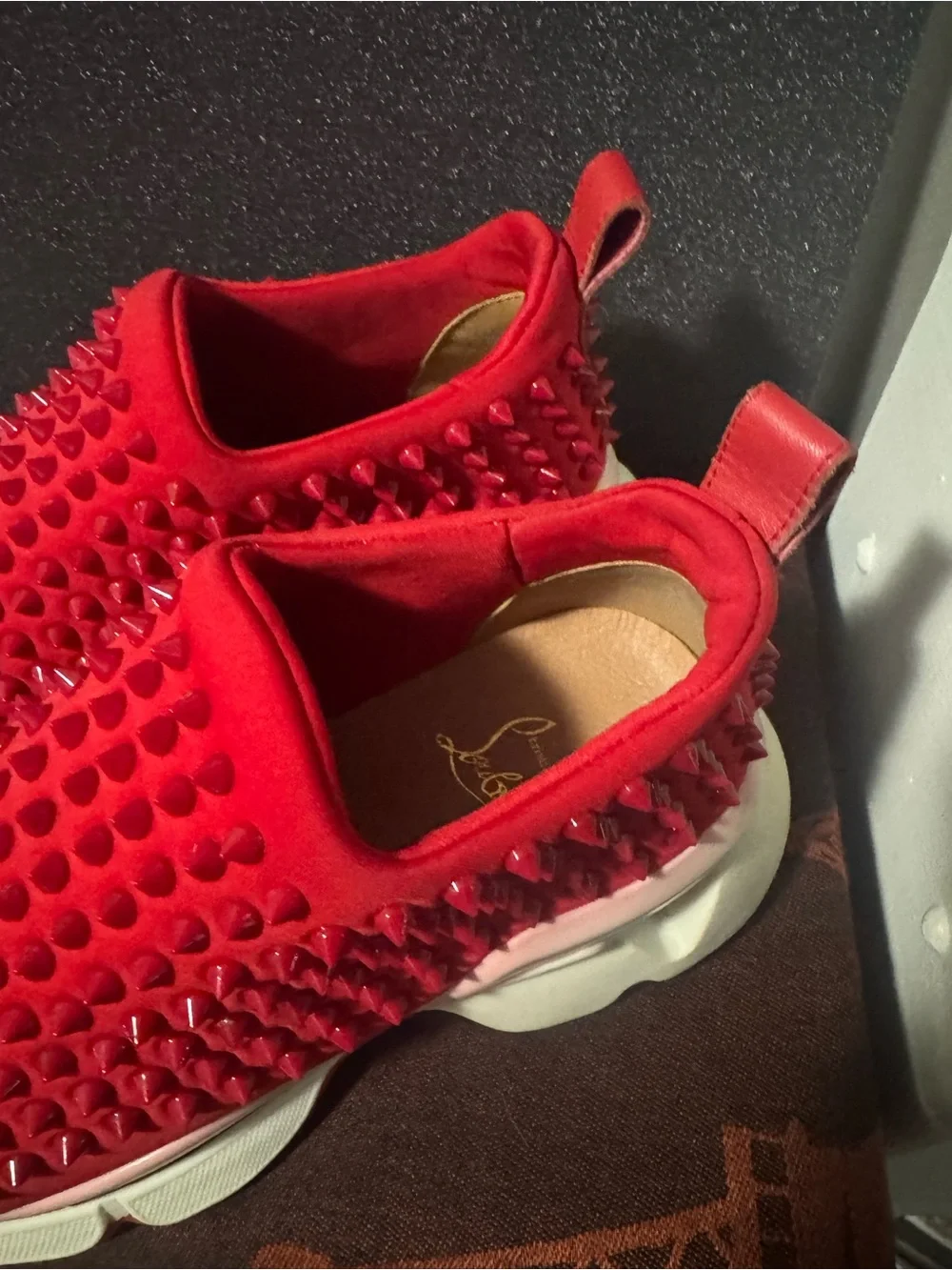 INSPIRED Red Studded Slip-On Women's Sneakers